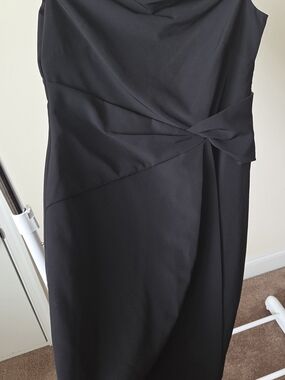 Ralph Lauren Black Draped Midi Sheath Dress